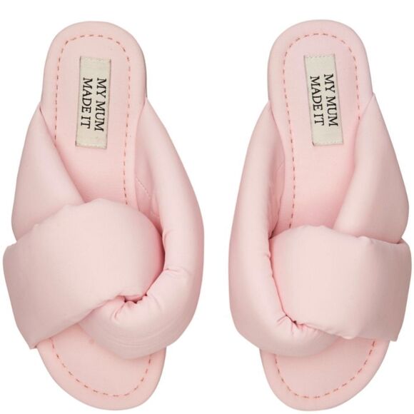 My Mum Made It Shoes - My Mum Made It Pink Padded Slippers Size EU 40 US 9 Normcore Slides Knotted